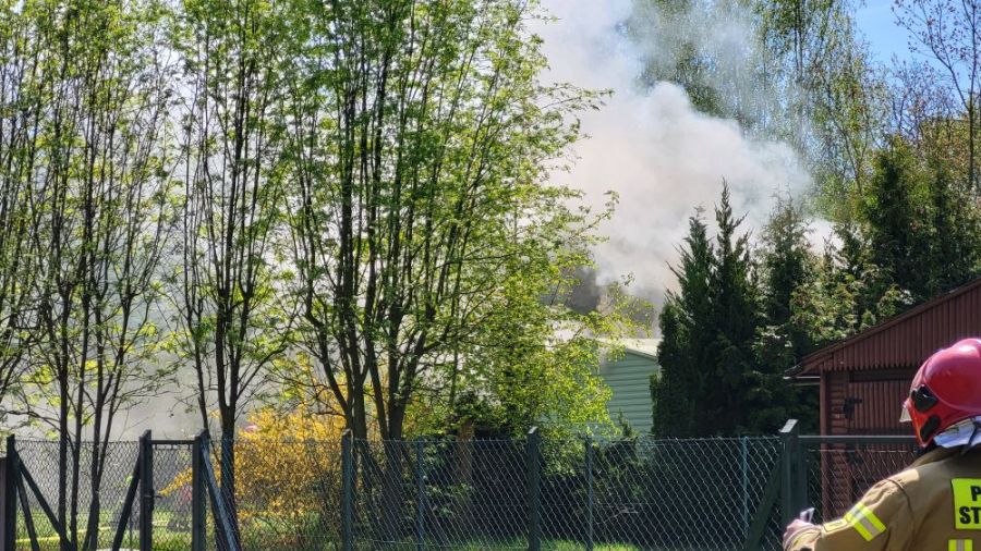 pożar domku letniskowego w Jankowie Dolnym