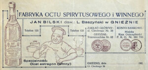 Fragment firmowego dokumentu fabryki Jana Bilskiego z 1929 roku. Źródło: Archiwum Państwowe w Poznaniu Oddział w Gnieźnie