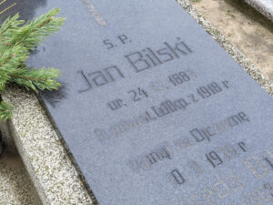 Grób Jana Bilskiego na cmentarzu św. Piotra. Wraz z nim spoczywa jego żona Praskeda (1895 - 1968) oraz córka Janina (1921 - 1996)